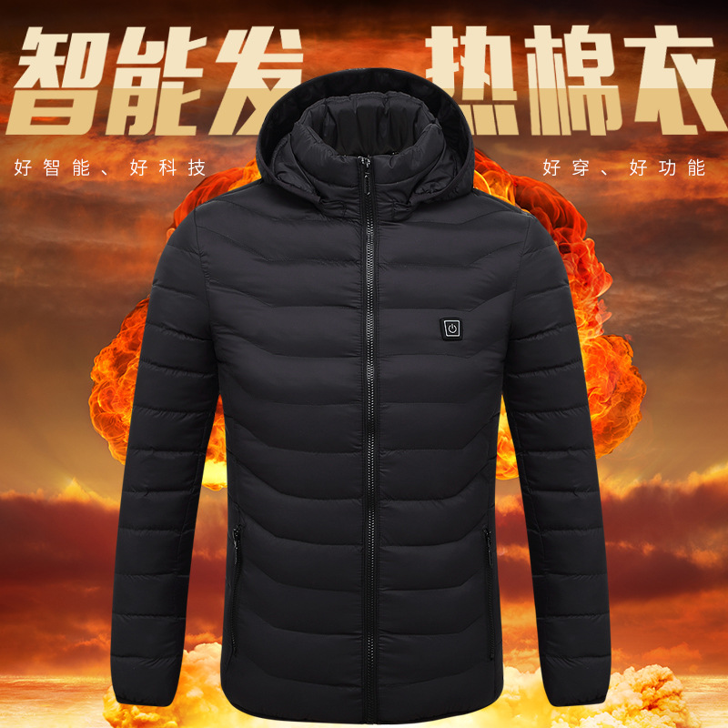 Picture of Cross-border new men's smart heating cotton-padded clothes USB charging couples down warm heating jacket cotton-padded jacket