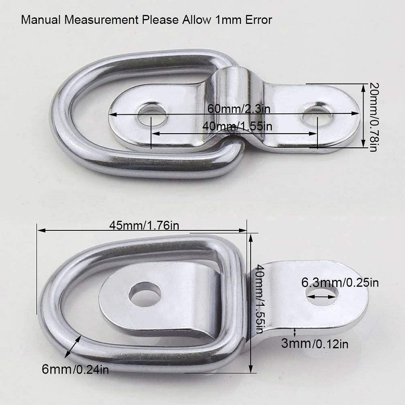 Picture of Rowing boat multifunctional 10 D-shaped pull ring hasp with screw set trailer anchor D-shaped ring fastening buckle