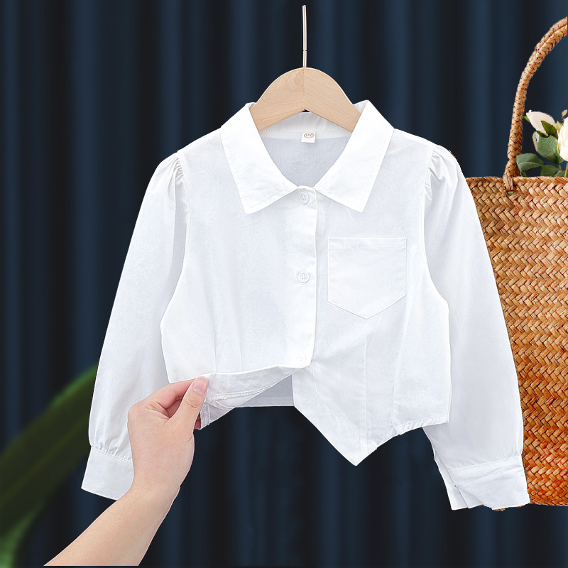 Picture of Shirt lace white girl's bottoming shirt top middle and small children's clothing student long sleeve middle and big children's inner wear overseas