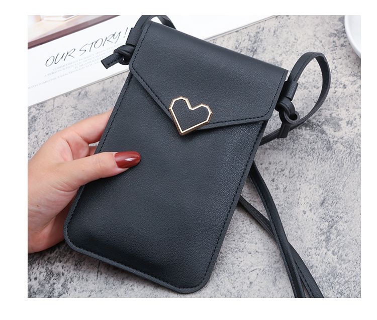 Picture of 2023 New Student Mini Crossbody Women's Bag Women's Heart-Shaped Decorative Transparent Touch Screen Casual Retro Mobile Phone Bag