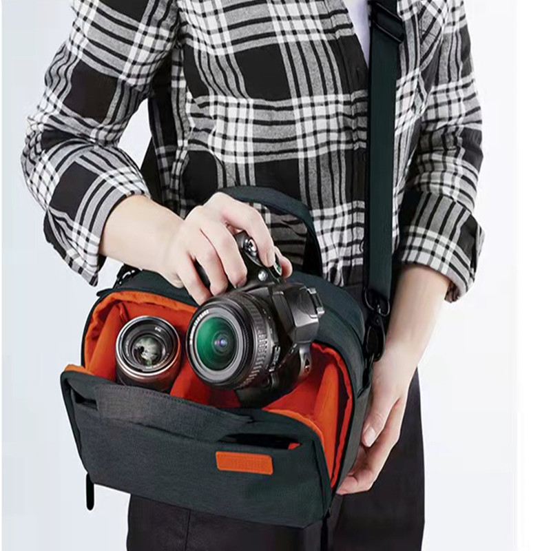New SLR Camera Bag Men's Shoulder Photo Bag Multifunctional USB Waterproof Rain Cover Wear-resistant Crossbody Shoulder Bag
