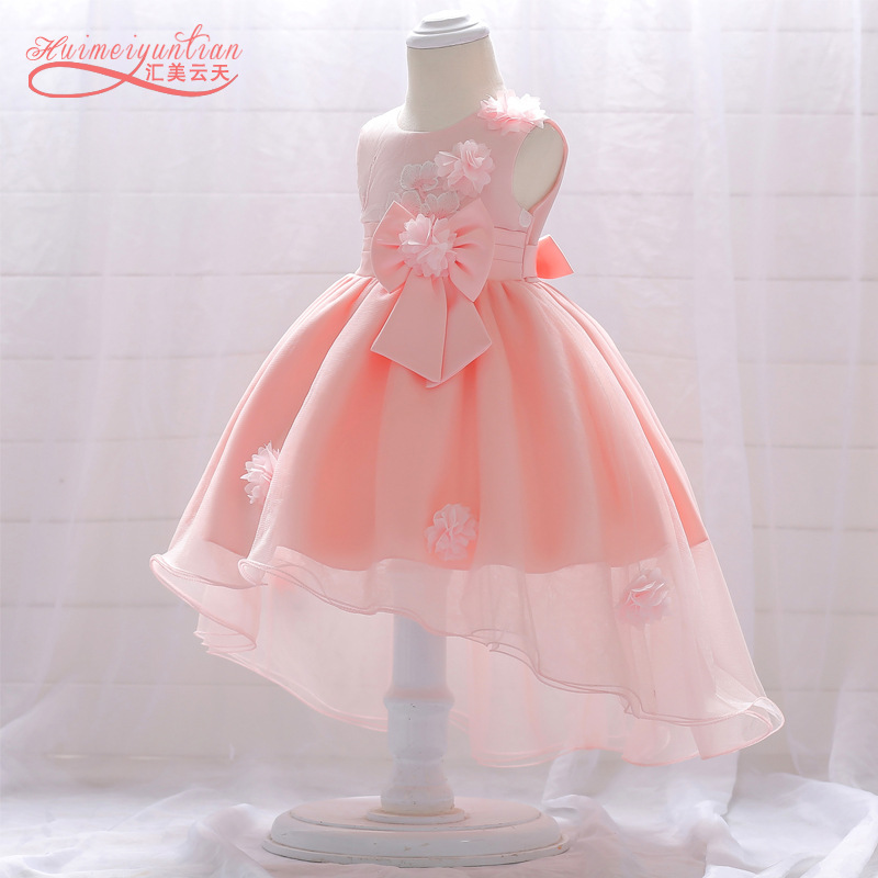 2024 new baby princess dress embroidered flower wedding dress trailing baby wash dress cotton kids