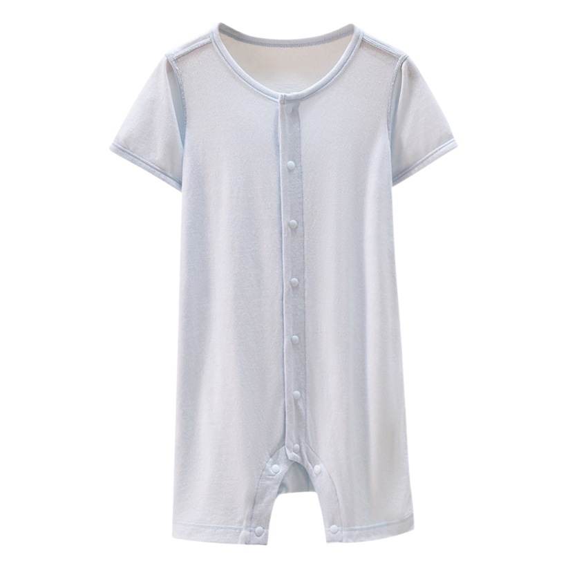 Bamboo Fiber Baby Clothes Summer Thin Short-Sleeved Jumpsuits for Men and Women Baby Newborn Pajamas Air-Conditioned Clothes
