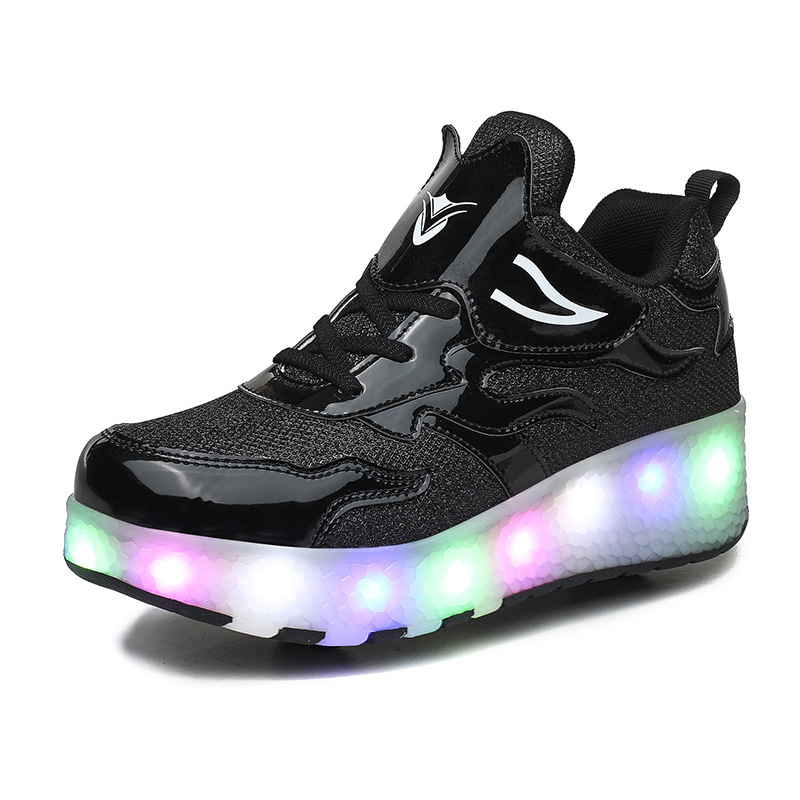 Picture of Cross-border foreign trade helos shoes LED ultra-light luminous charging pulley two-wheel light shoes for boys and girls ice skates invisible