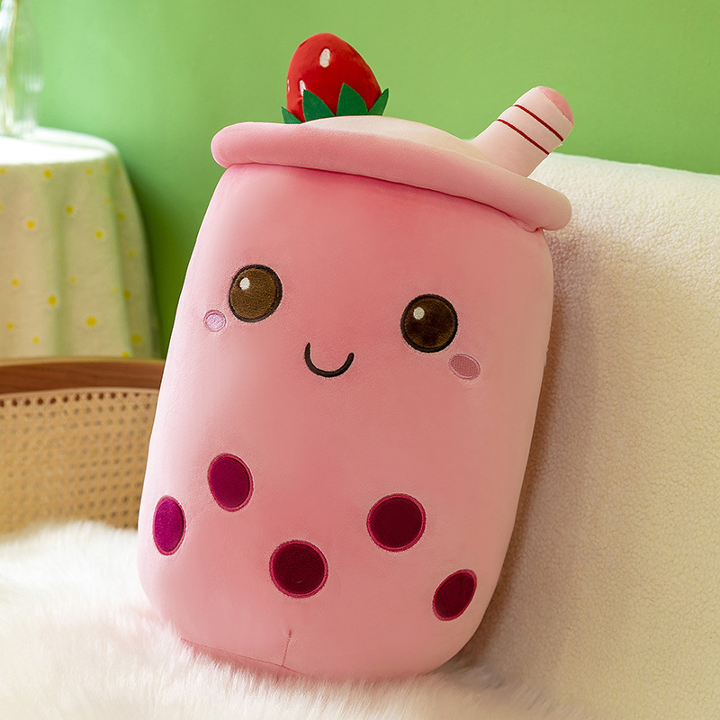 Picture of Simulation fruit milk tea cup pillow plush toy large bubble tea Doll Doll Gift cross-border foreign trade