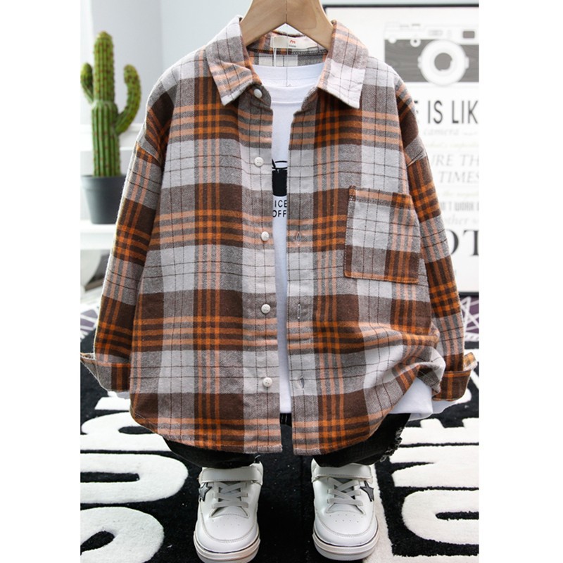 Picture of Boys' Long-Sleeved Shirts 2025 Spring & Fall New European and American Kidsren's Plaid Brushed Shirts Are Ready for Direct Supply and Dropshipping