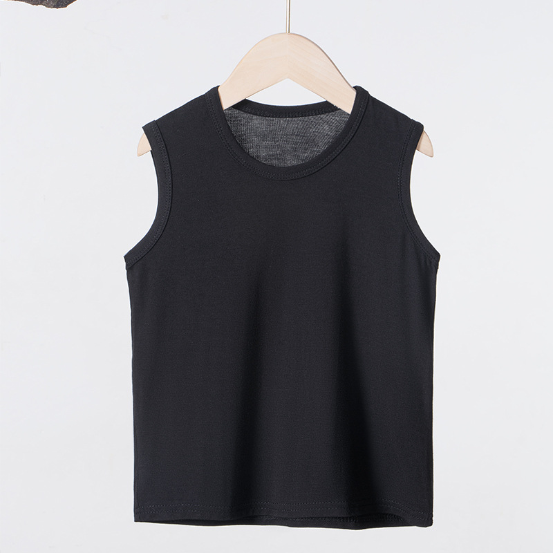 Picture of Summer Children's Vest Wide Shoulder Waistcoat Thin Female Male Baby Parent-Child Solid Color Stretch Ice Draped Sleeveless T-Shirt