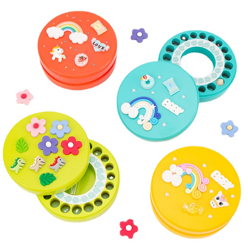Picture of Wooden Children's Deciduous Teeth Box 1-3-5 Years Old and a Half Baby's Fairy Hair Deciduous Teeth Storage Box One Year Old Memorial Umbilical Cord Collection Box