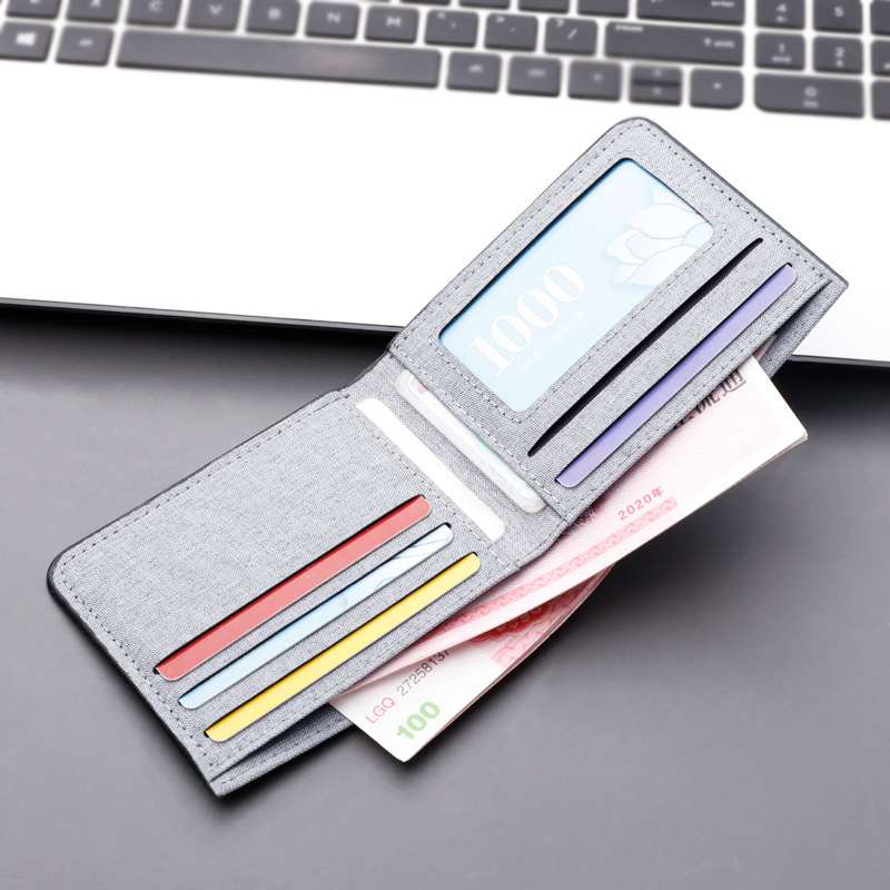 Picture of jolizeon Men's Short Wallet Canvas Multi-Card Holder Horizontal Denim Wallet Ultra-Thin Dollar Wallet