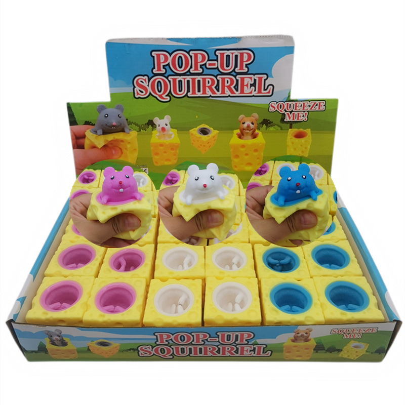 Picture of New creative decompression cute cheese mouse Cup pinch music spoof squirrel Cup decompression vent ball toy