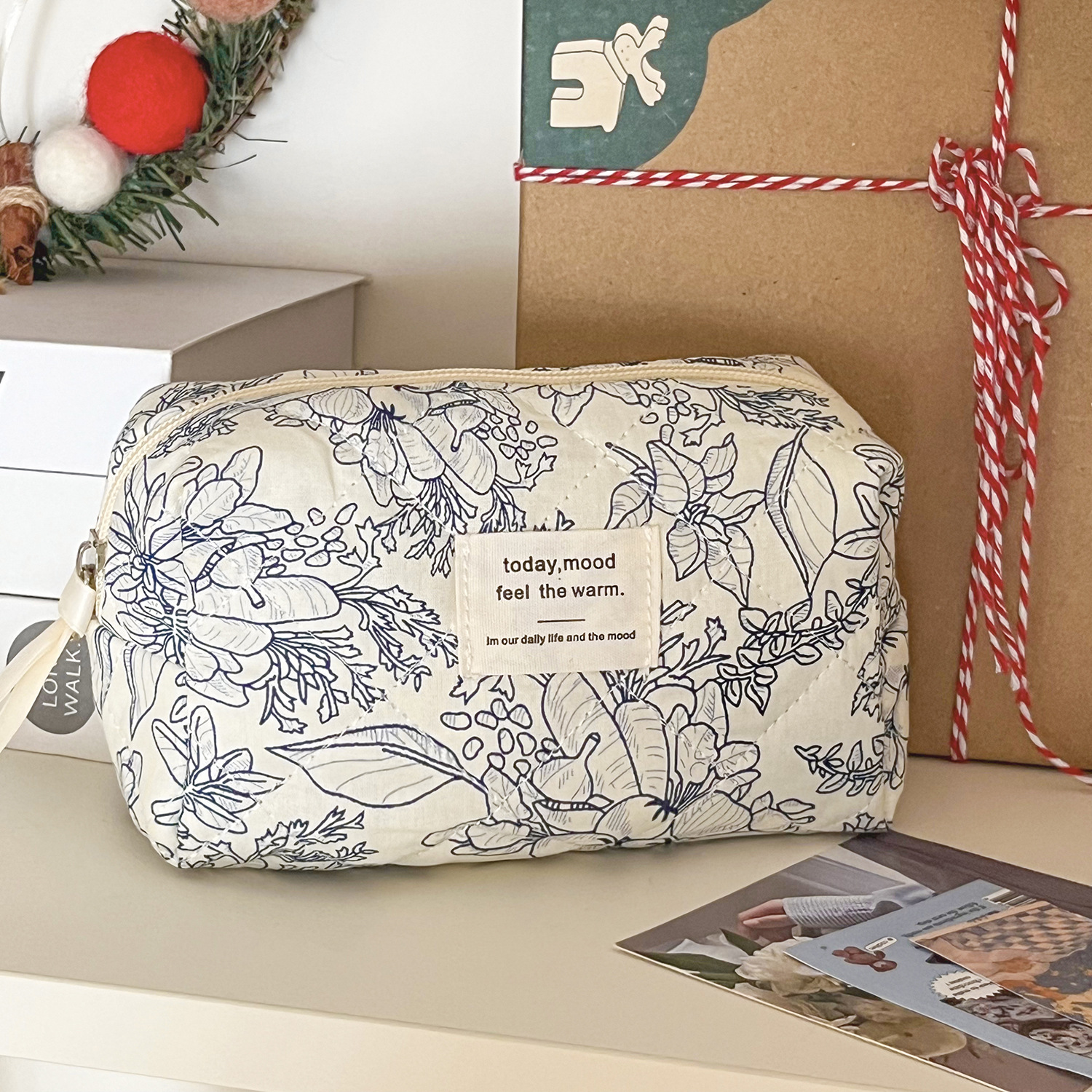 Tea Break Jungle Series Cosmetic Bag Travel Portable Compact Makeup Brush Storage Bag Large Capacity Portable Toiletries Bag