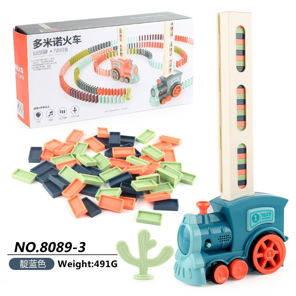 Picture of Transparent Dominoes Educational Kidsren's Automatic Card-Raising Electric Train Douyin Same Toys Wholesale