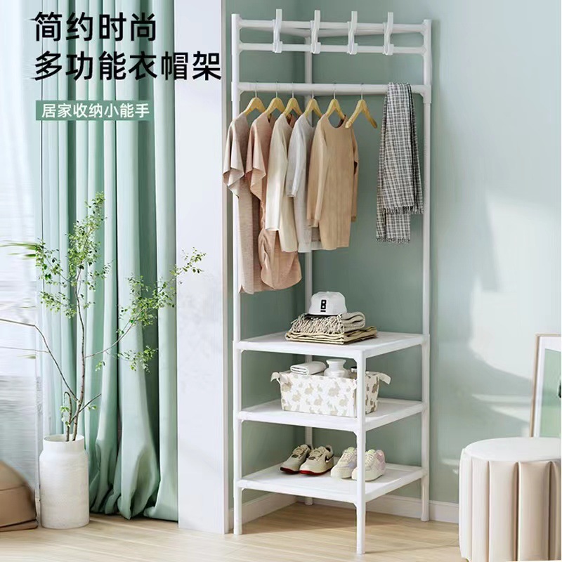 Picture of Corner Coat Rack Floor Hanger Multi-functional Bedroom Modern Simple Metal Storage Rack Household Hanger