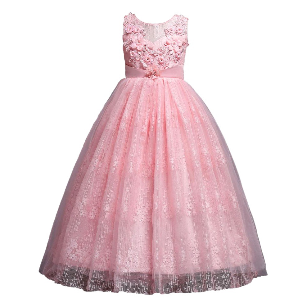 Girls' Dress Princess Dress Long Large Children's Wedding Dress Lace Pouce Dress Vest kidsdress