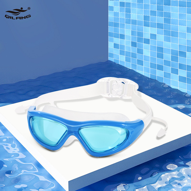 Picture of Qi Lang diving glasses waterproof anti-fog swimming goggles large frame adult unisex professional racing training swimming goggles