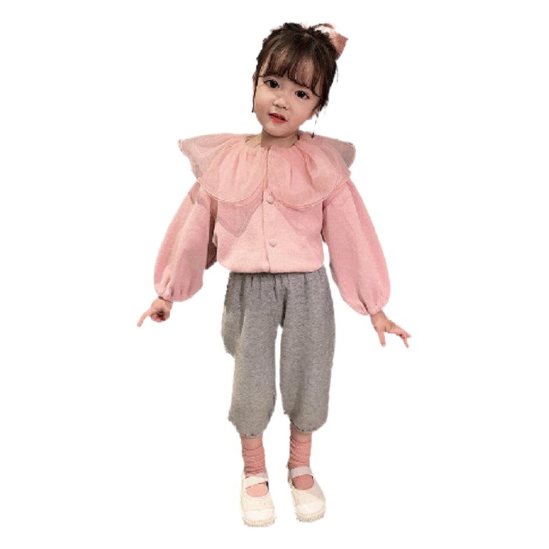 Girls' Outwear Mesh Lotus Leaf Collar Doll Top Cardigan 25 Autumn New Export Children's Clothing Dropshipping 3-8 Years Old