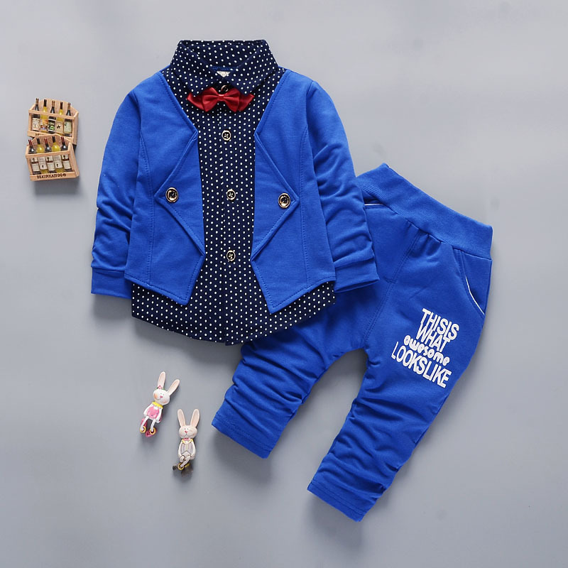 Picture of AliExpress spring and autumn fake three-piece casual Children suit 0-4 years old cartoon printed suit collar fashion