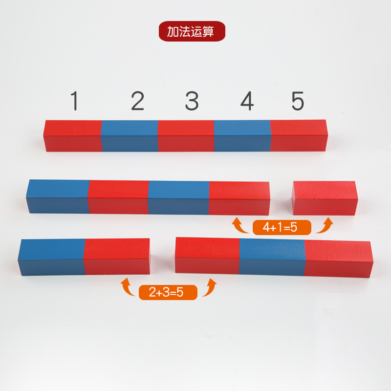Picture of Wooden Enlightenment Early Education Mathematics Red and Blue Small Wooden Stick Kindergarten Uncle Color Cognitive Educational Toy Building Block Puzzle