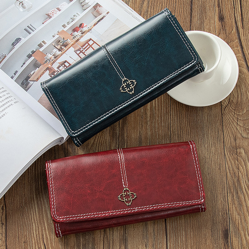 Picture of Women's Wallet Long Retro European and American Zipper Large Capacity Multi-card Foreign Trade Multi-function Two-fold Student Clutch Bag