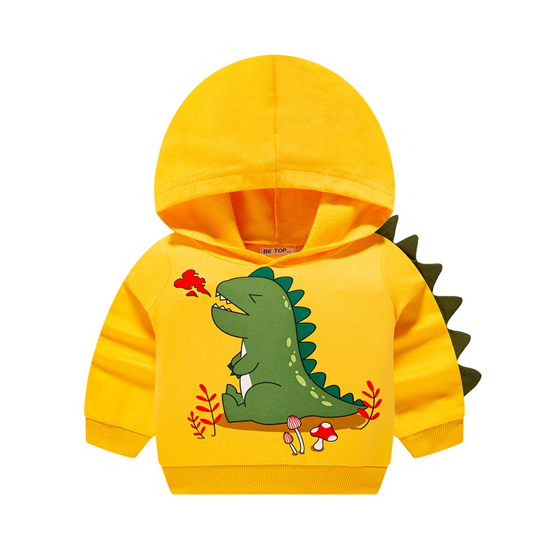 Picture of 2025 Kidsren's Clothing Autum New Kidsren's Hooded Cartoon Dinosaur Sweatshirt Pure Cotton Boy Baby Knitted Pullover Trendy