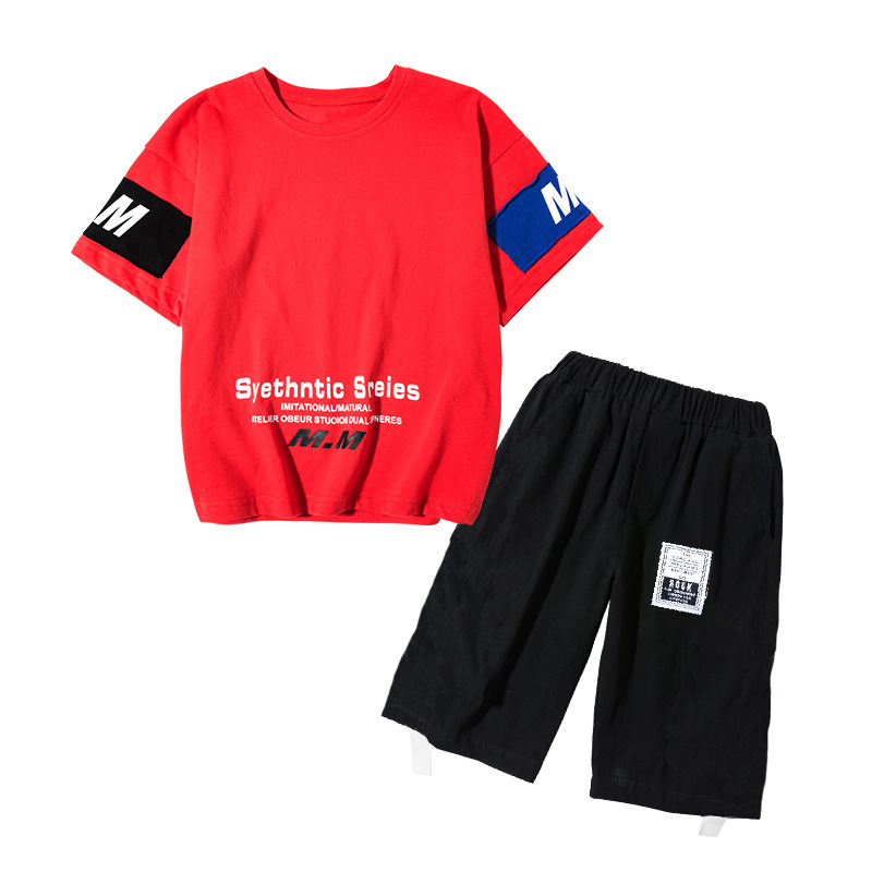 Picture of Children's Clothing Boys' 2025 Suit Summer Kidsren's Sports and Leisure Wear Medium and Large Kidsren's Short-Sleeved Two-Piece Set Preppy Trend