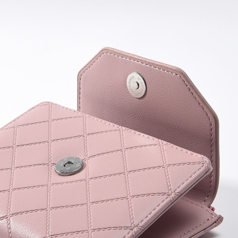 Picture of New Multifunctional Wallet Women Card Bag PU Coin Purse Women's Thin Fashionable Rhombic Short Women's Trendy Wallet