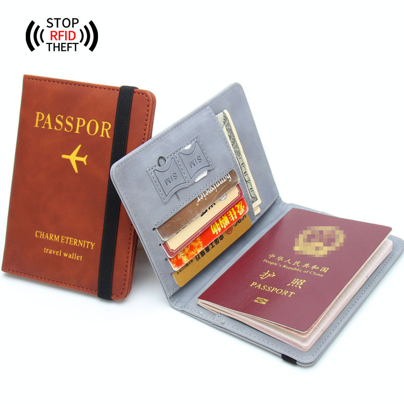 RFID anti-magnetic passport holder Amazon popular passport holder machine ticket holder multi-card position function elastic band passport cover bag