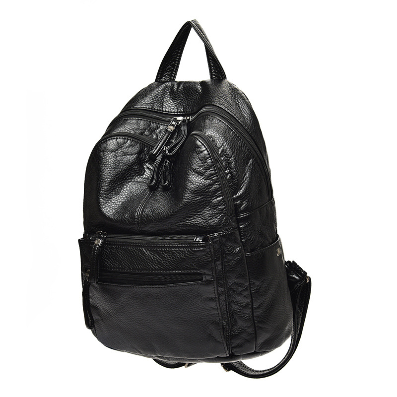 Picture of Cross-border Women's Backpack New European and American Retro Washed Soft Leather Middle-aged Fashion Backpack Large Capacity Schoolbag