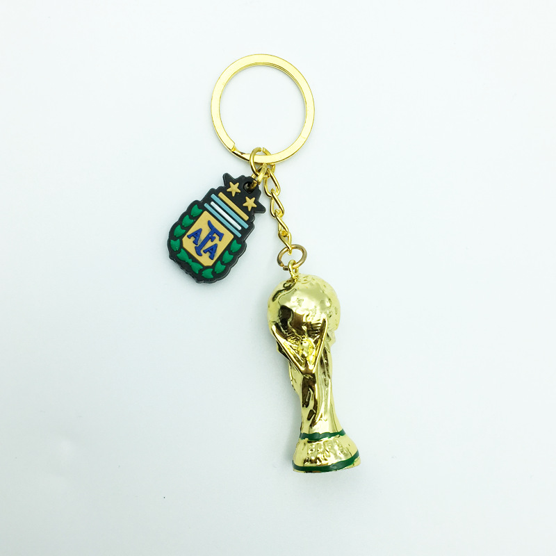 Picture of Brazil France Portugal Hercules Cup World Cup plus PVC team emblem football resin trophy fans keychain