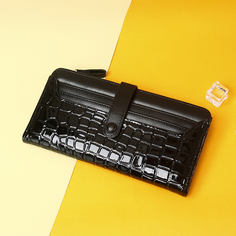 Picture of Cross-Border New Wallet Crocodile Pattern Zipper Multi-Card Slot Solid Color Simple Wallet Long High-End Large-Capacity Wallet
