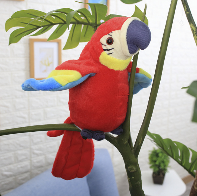 Picture of Cross-border New Electric Plush Toy Parrot Electric Recording Talking Parrot Twisting Fanting Wings Toy