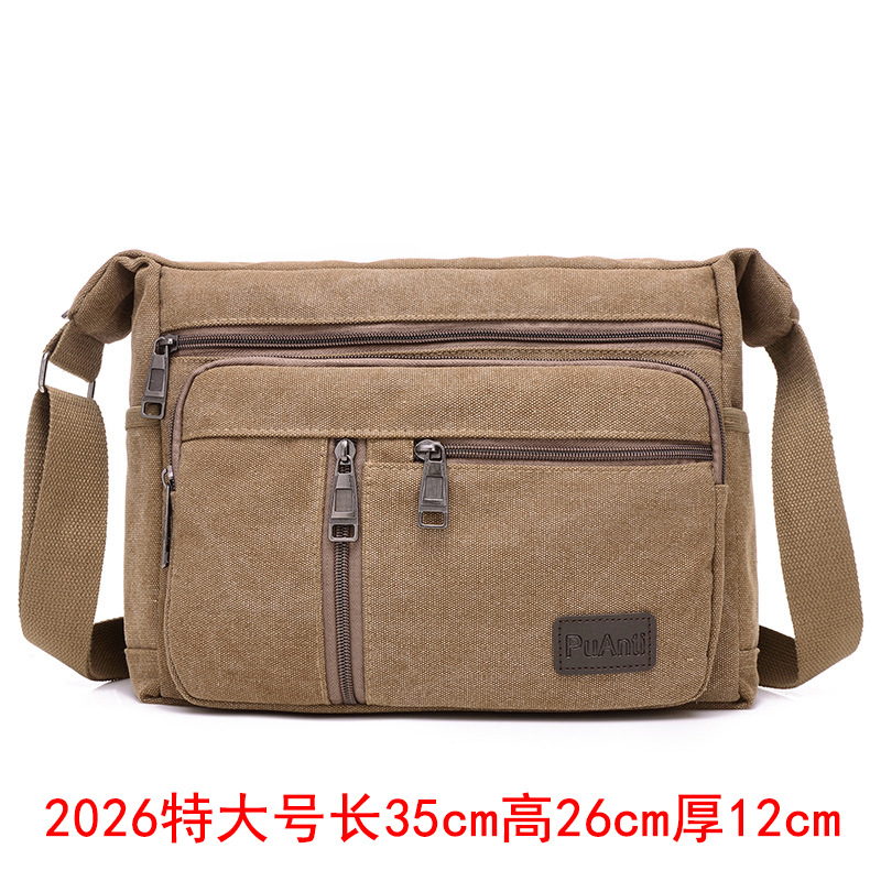 Picture of Canvas Bag Men's Shoulder Bag Casual Canvas Straddle Bag Student Satchel Multi-Layer Bag Factory Direct Printable