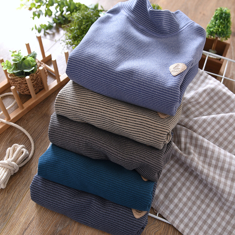 Picture of Boys' Long-sleeved T-shirt Autumn and Winter 2024 Mid-large Children's Half-high Neck Velvet Top Thickened fleece-lined Children's Base Shirt