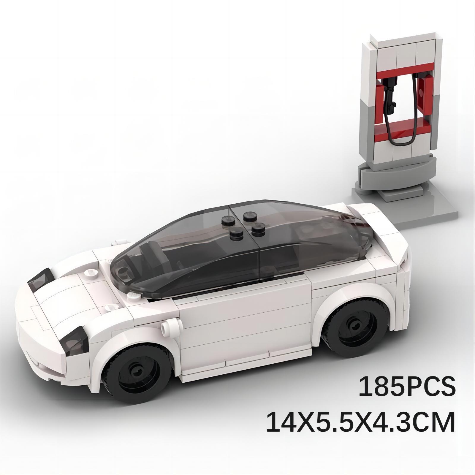 Picture of MOC blocks compatible with Lego small particles patchwork set sports car toy car Tesla Model 3