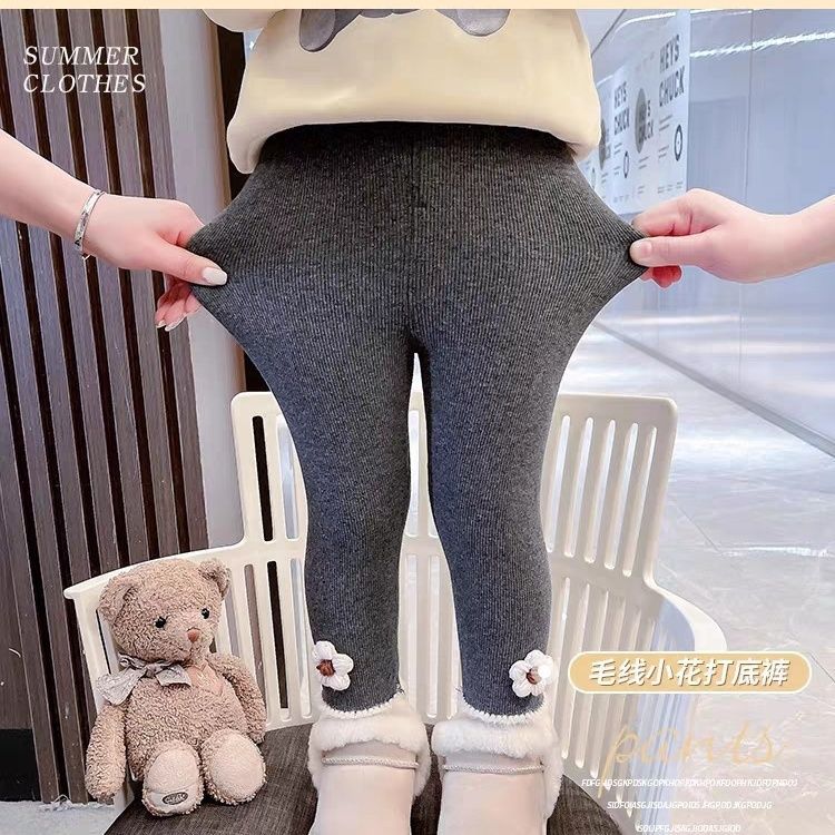 Picture of De velvet girls' leggings autumn and winter New fleece-lined/non-fleece Western style baby girl all-match one-piece velvet pants fashion