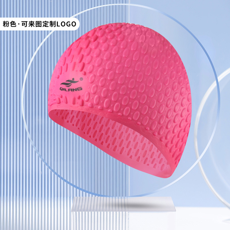 Picture of Vernon adult swimming cap silicone waterproof men's and women's water drop cap custom logo high elastic long hair ear protection large swimming cap