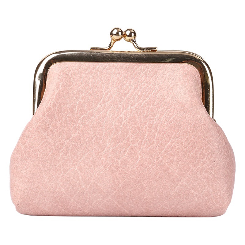 New Retro Fashion Coin Purse Student Short Mini Clutch Bag Wax Leather Earphone Bag Coin Bag Clip Bag