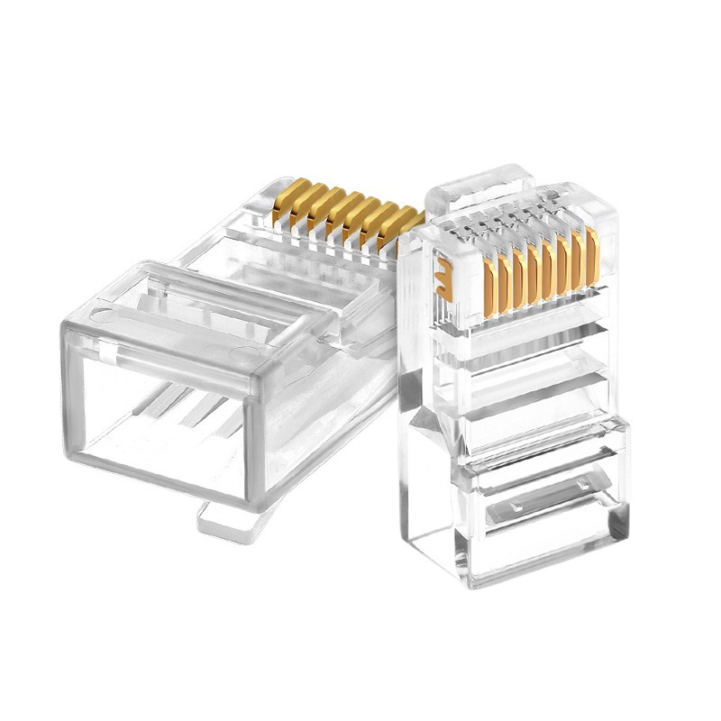 Picture of Yuefei Transmission Network Wire Crystal Head Super Category 5 8 Core Gold Plated rj45 Connector Pure Copper Computer Network Wire Connector