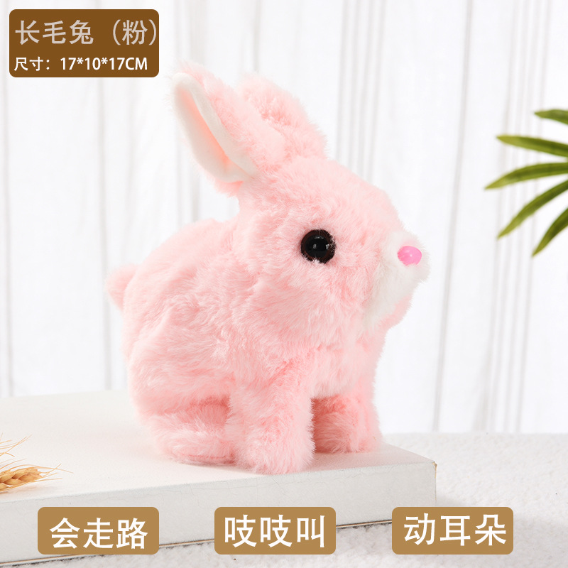 Picture of Plush Electric White Rabbit Simulation Pet Can Walk, Call, Move Mouth, Shake Ears Angora Rabbit Pet Toy