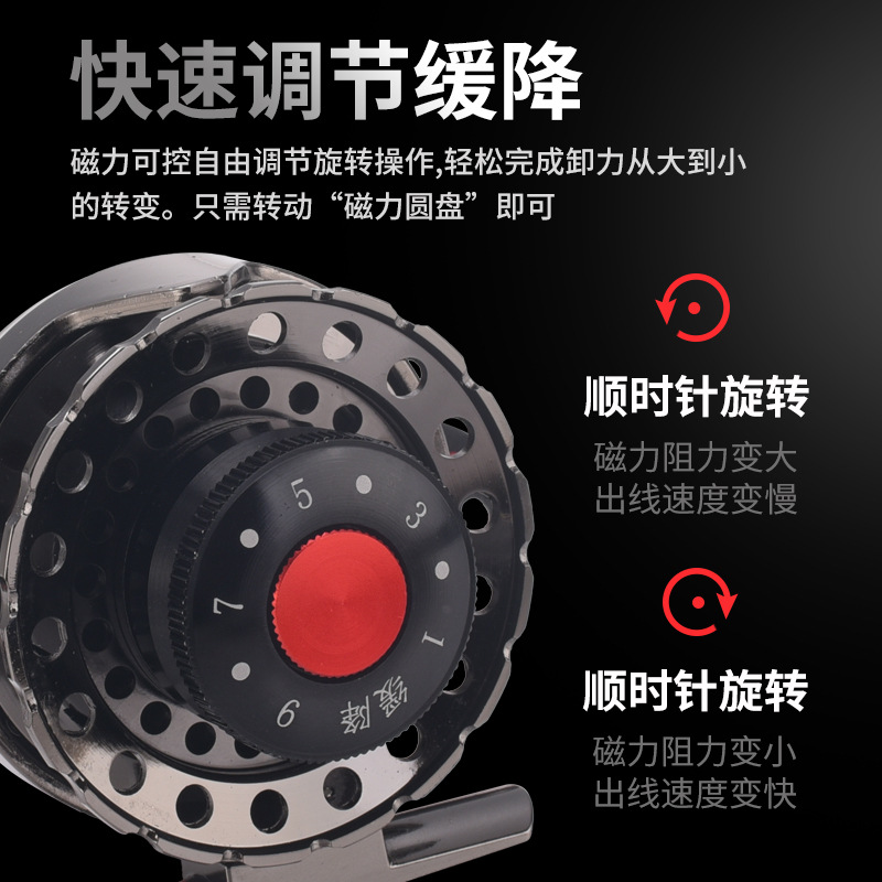 Picture of Komaron Magnetic Slow Down All-metal Raft Fishing Wheel Micro-lead Wheel Slow Down Valve Fishing Front Wheel Fishing Line Wheel