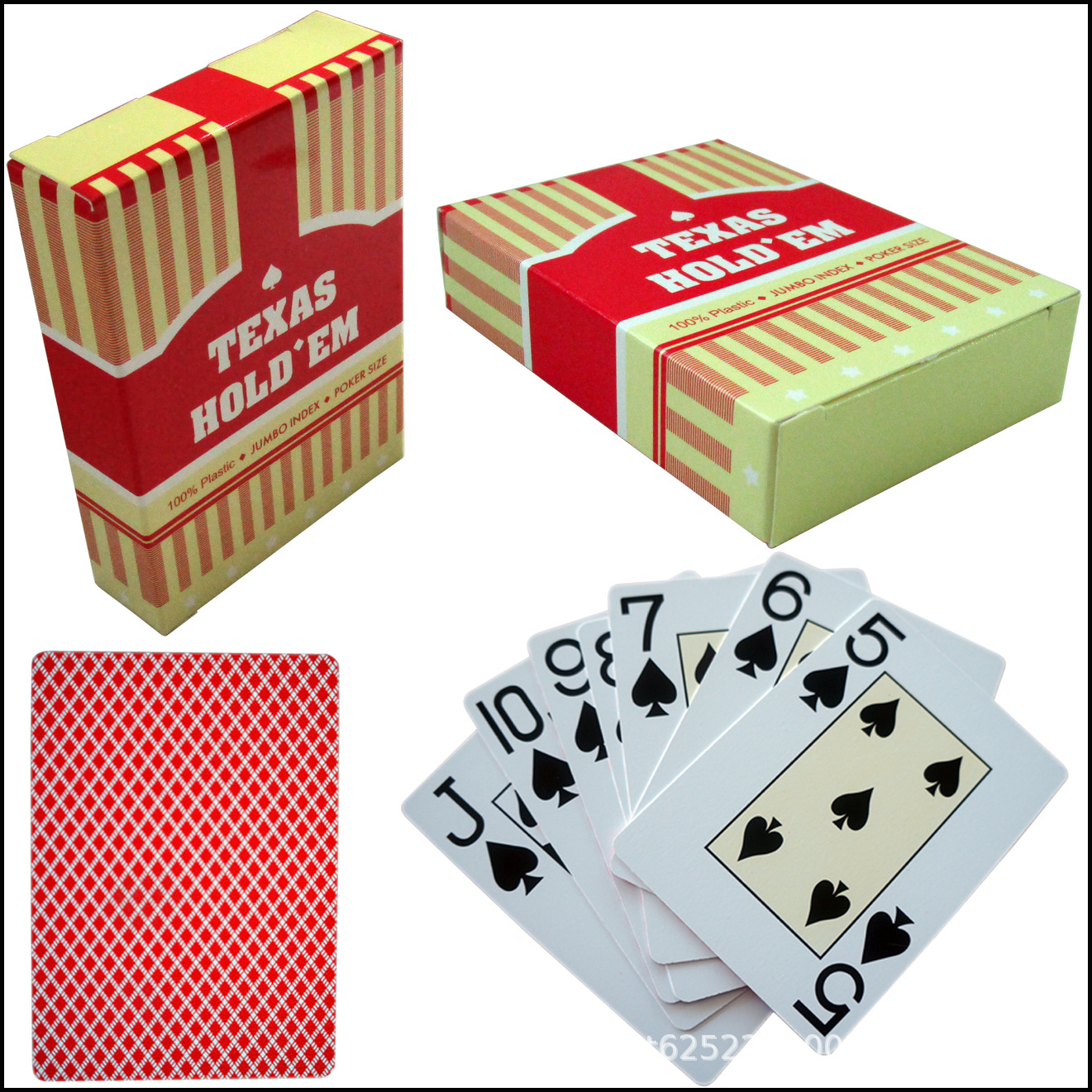 Picture of Texas Hold'Em Big Character Poker [32 Silk] Frosted Back Plastic Poker with Rule Cards 56 Wear-Resistant and Waterproof