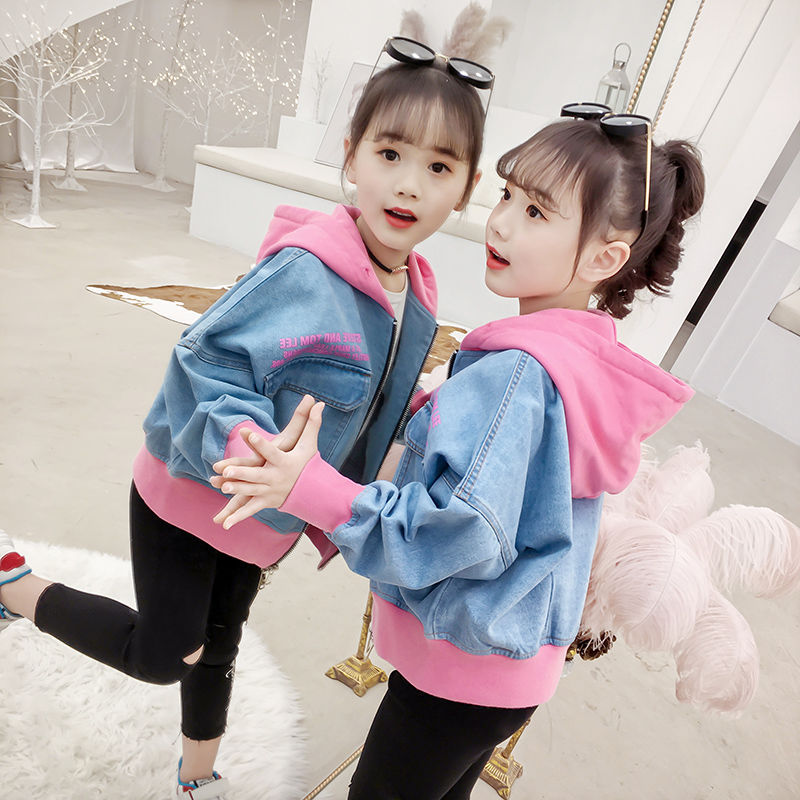 Girls' Denim Jacket Spring and Autumn 2022 New Korean Style Children's Western Style Casual Jacket Girls' Middle and Big Children's Top