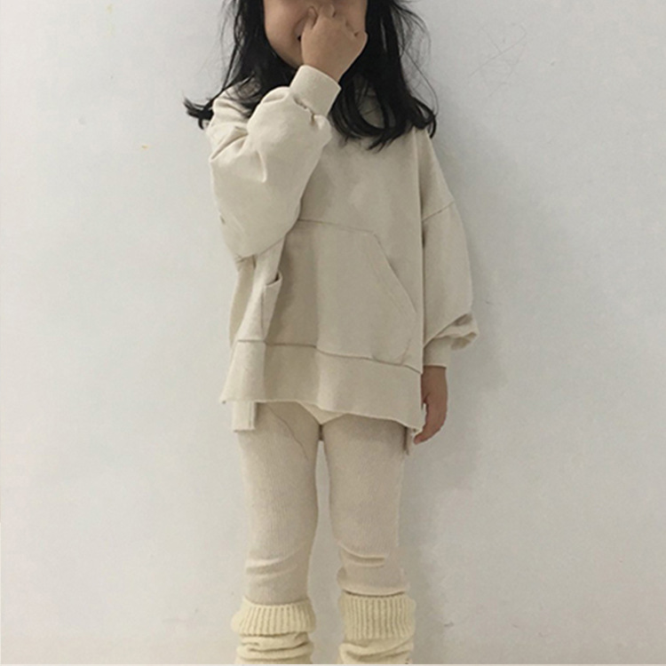 Picture of Children's spring and autumn Korean style fashionable top for boys and girls loose asymmetric feet split terry cotton pullover sweater T