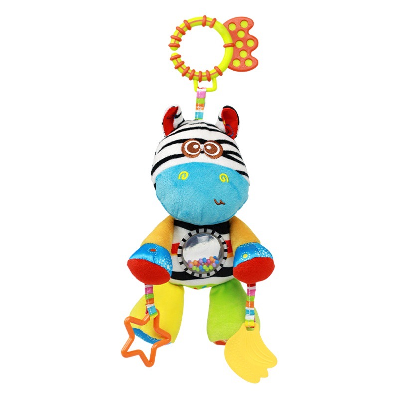 Baby Car Hanging Plush Toy Baby Cartoon Animal Wind Bell with Tooth Glue Bead Bedside Pendant Spot