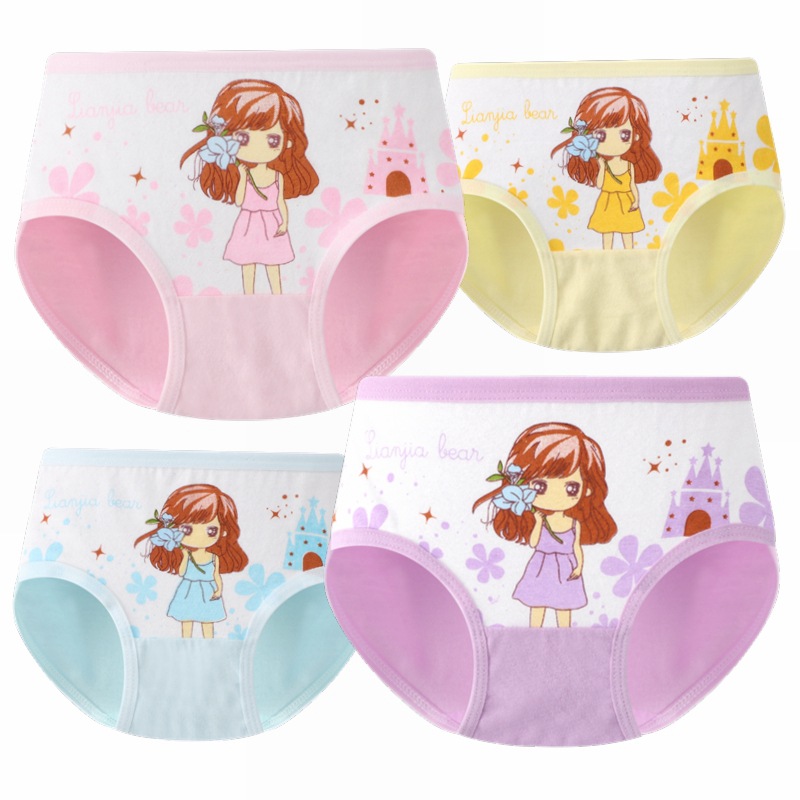 Picture of New candy color 95% cotton children's underwear girls briefs cartoon printed children's underwear wholesale