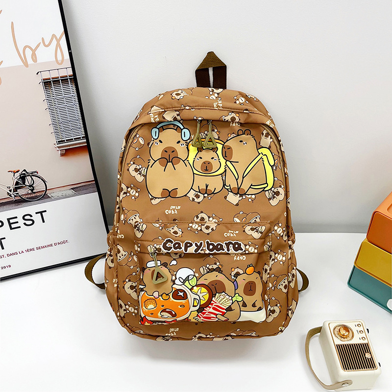 Picture of 2025 New Cartoon Cute Schoolbag for Female Students Kapibala Large Capacity Backpack Backpack for Primary and Secondary School Students