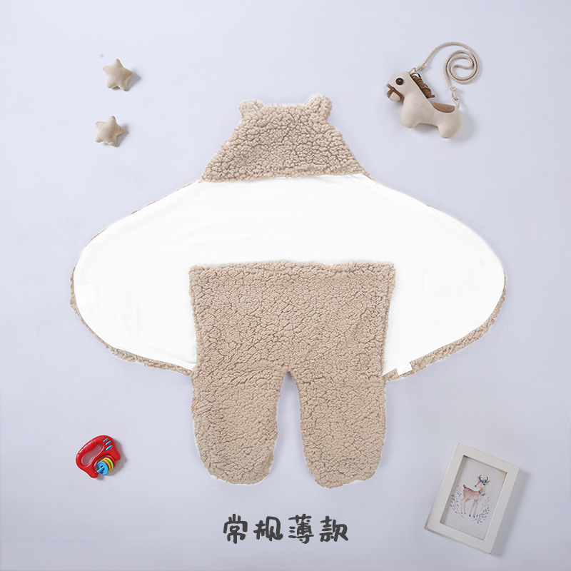 Picture of Baby Sleeping Bag Baby Going Out in Winter Swaddling Newborn Split Swaddling with Velvet Warm Cushion
