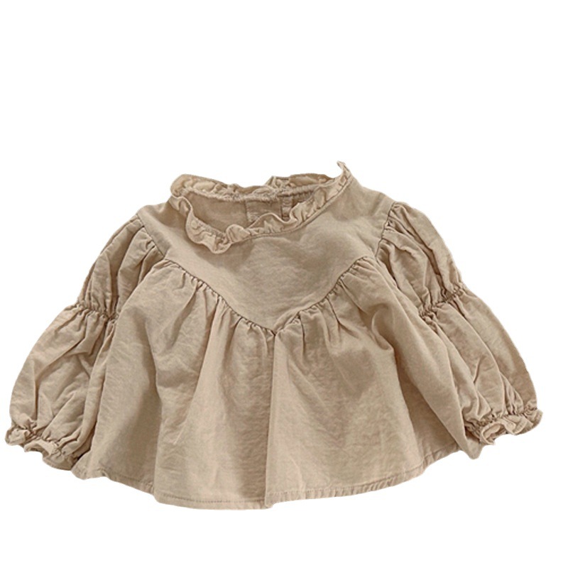 Picture of Korean style ins autumn new children's shirt girls' baby Western style cute Fei edge lantern sleeve loose doll shirt