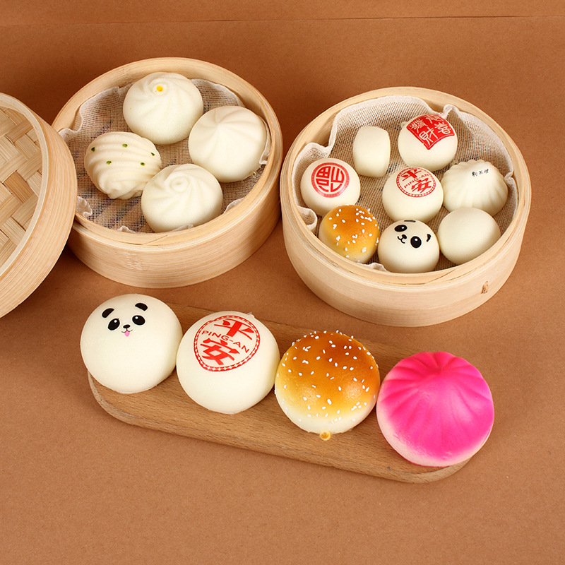 Picture of PU slow rebound simulation steamed buns dumplings flower roll model fake food food decompression pinch music toys