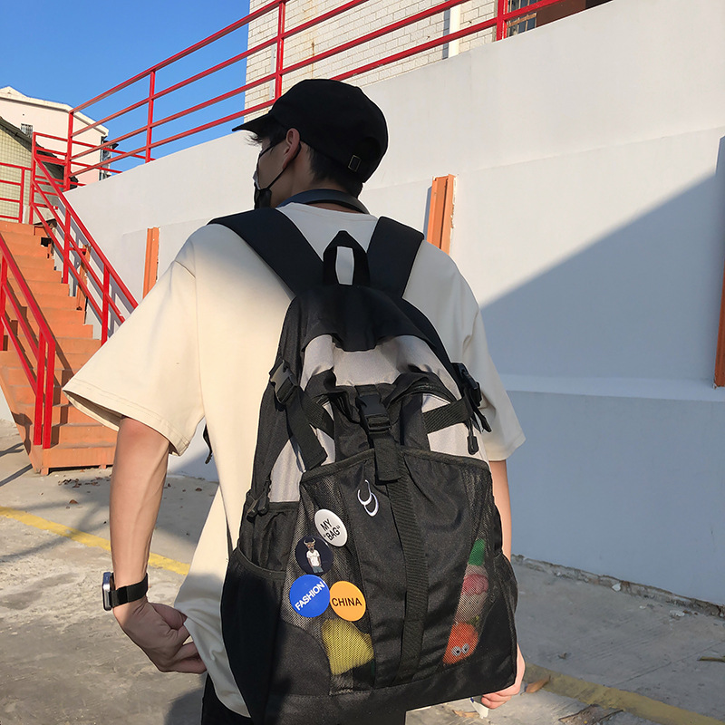 Picture of Backpack Men's 2023 New Couple's Large Capacity Workwear Travel Bag Junior High School Students Computer Bag Travel Backpack